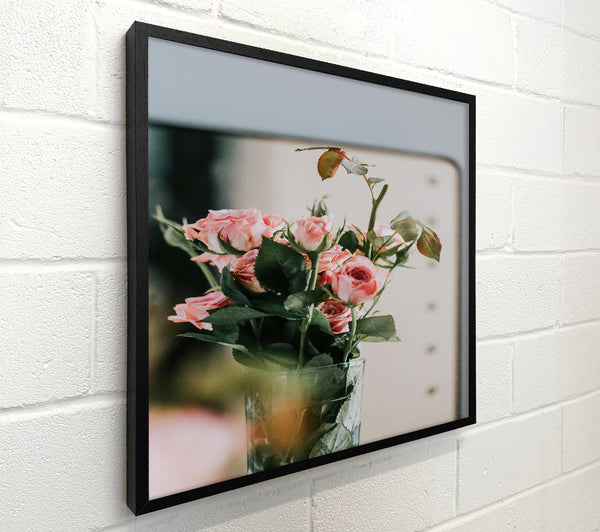 Pink Roses In Glass