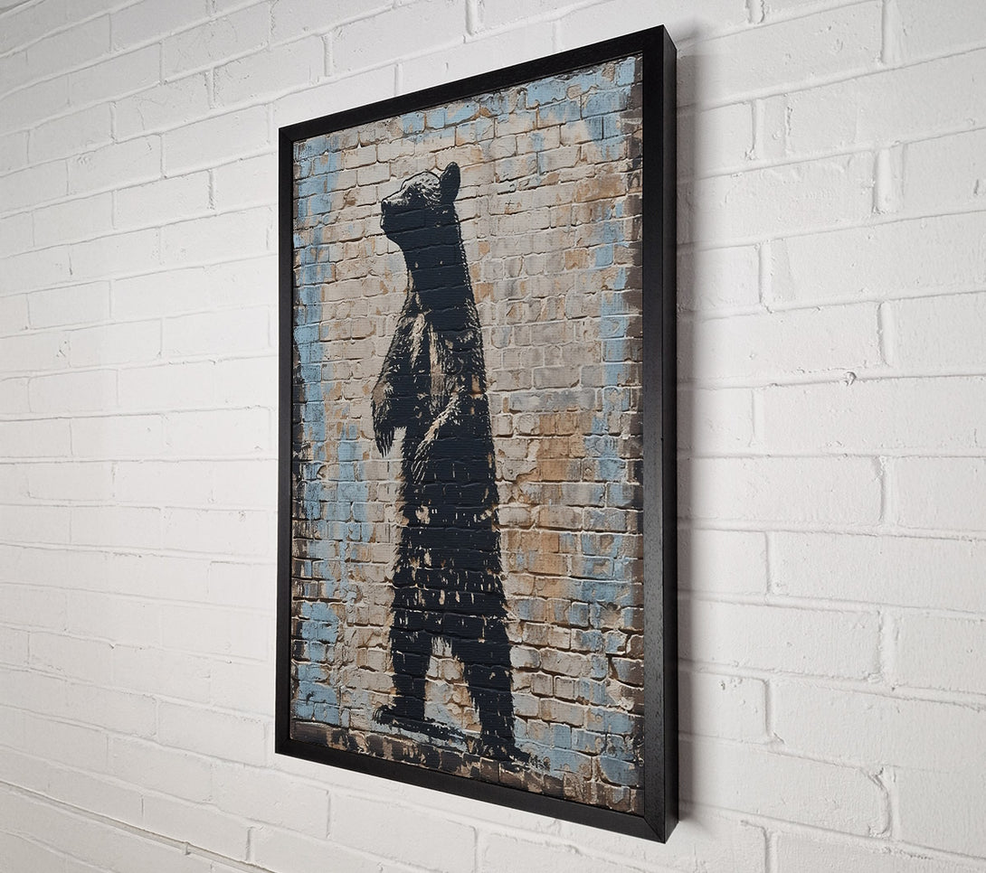  A Canvas Print of Black Bear On Brick Wall Canvas Print