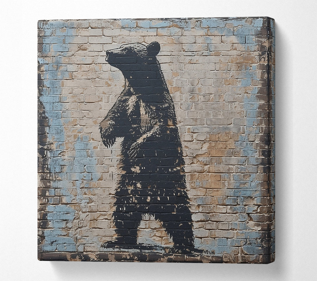  A Canvas Print of Black Bear On Brick Wall Canvas Print