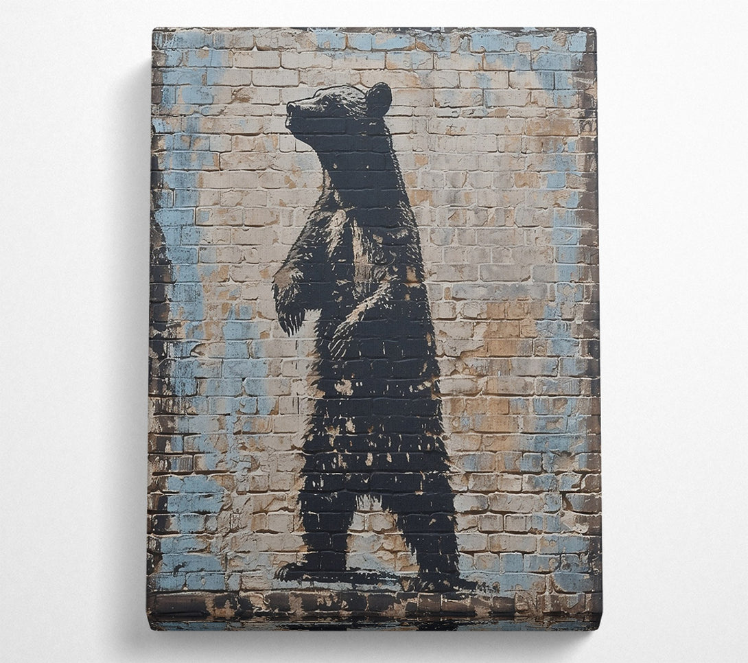  A Canvas Print of Black Bear On Brick Wall Canvas Print