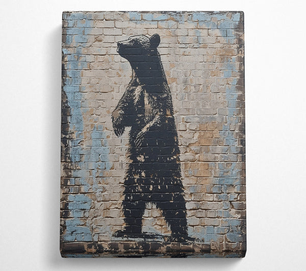  A Canvas Print of Black Bear On Brick Wall Canvas Print