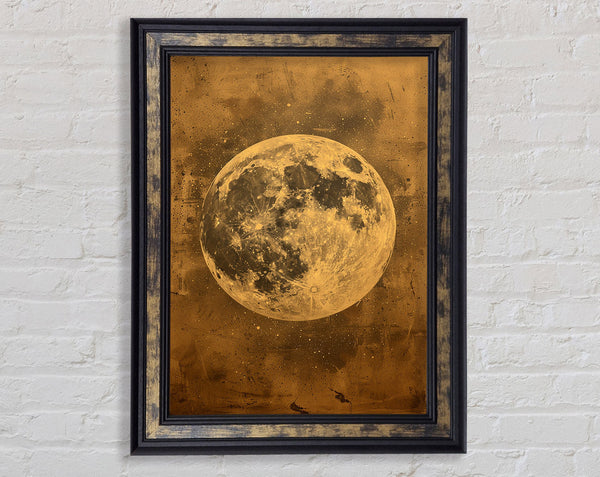 Gold Distressed Moon Framed Print