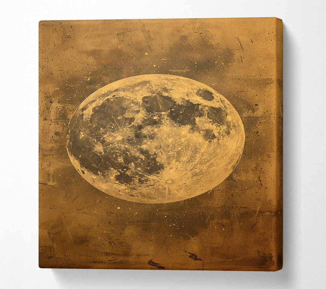  A Canvas Print of Gold Distressed Moon Canvas Art