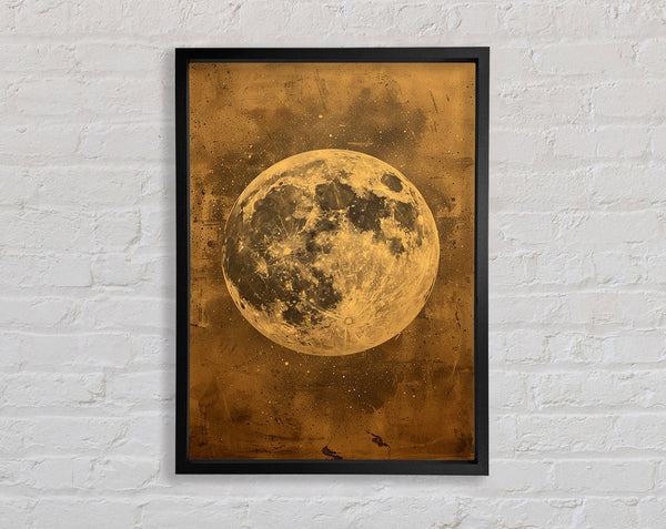 Gold Distressed Moon Framed Print