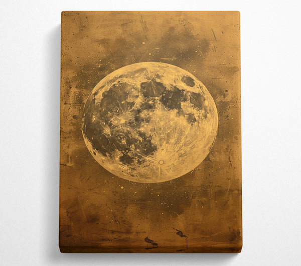  A Canvas Print of Gold Distressed Moon Canvas Art