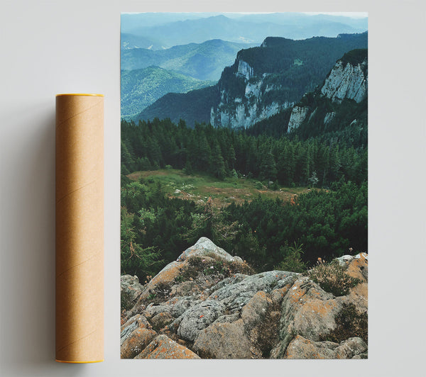 Green Mountainscape Vista Giclee Print