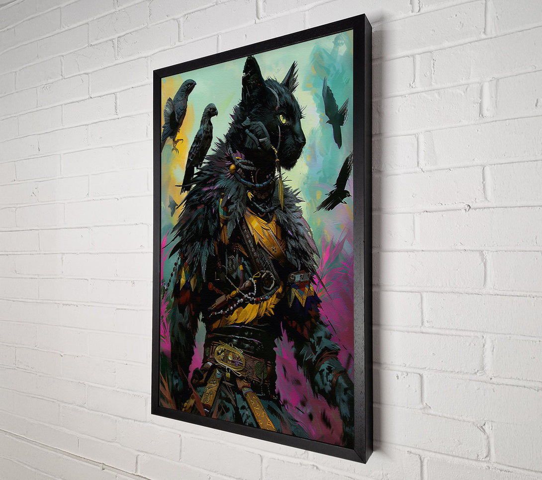  A Canvas Print of Black Feline Guardian Canvas Print