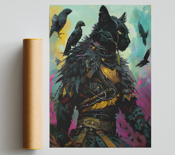 Black Feline Guardian Print