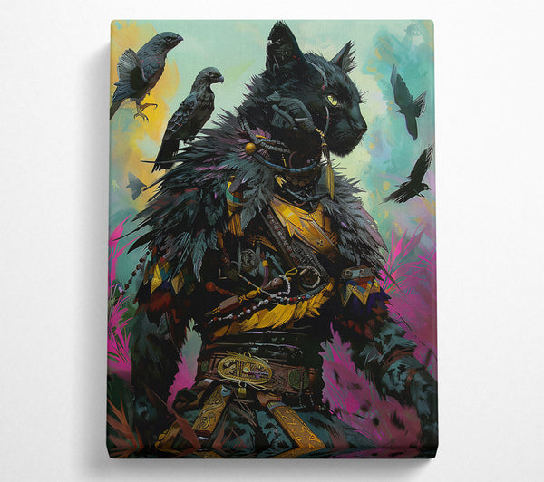  A Canvas Print of Black Feline Guardian Canvas Print
