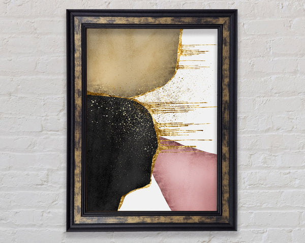 Gold Drip Abstract (1) Framed Print