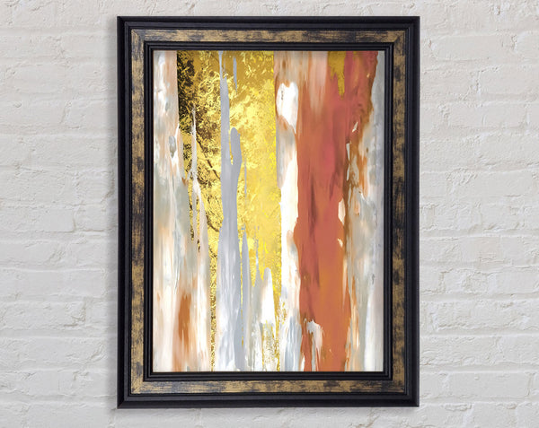 Gold Drip Abstract Framed Print