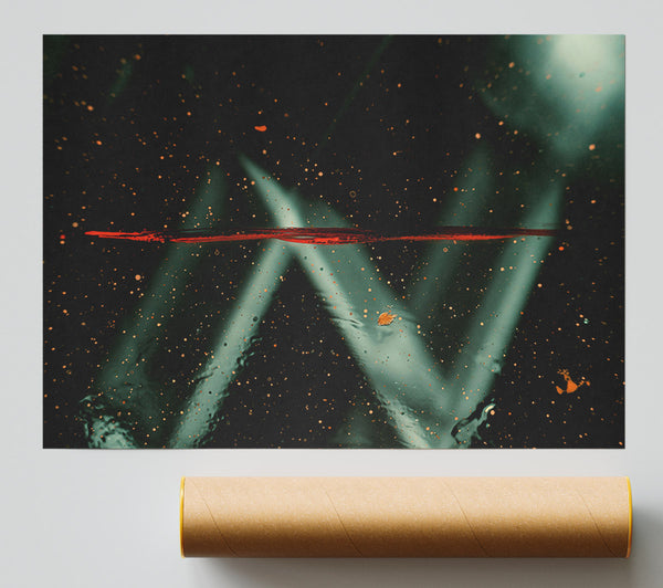 Red Line In Teal Giclee Print