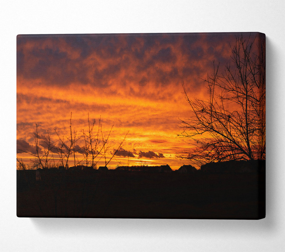  A Canvas Print of Orange Sky Silhouette Canvas Wall Art