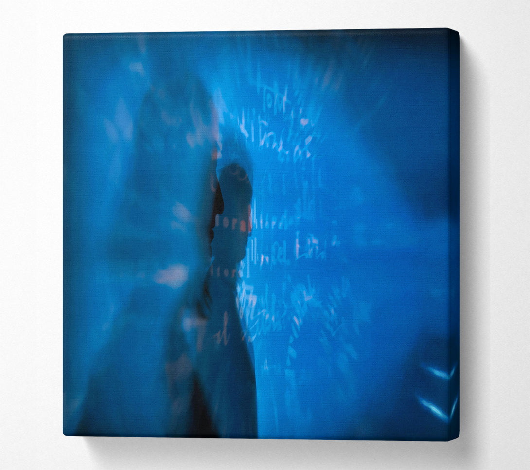  A Canvas Print of Blue Figure In Fog Canvas Wall Art
