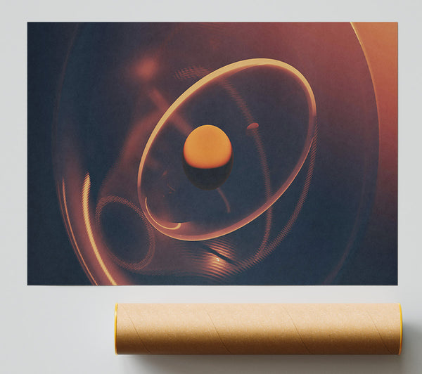 Orange Orbiting Sphere Giclee Print