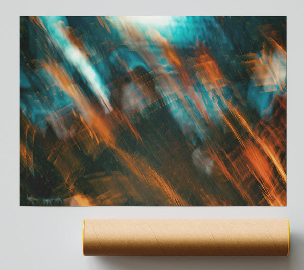 Orange And Teal Blur Print