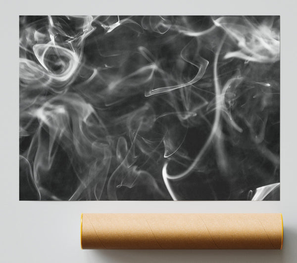 White Smoke Swirls Poster