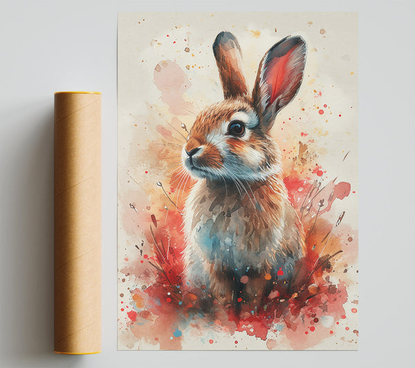 Red-Splashed Bunny Poster