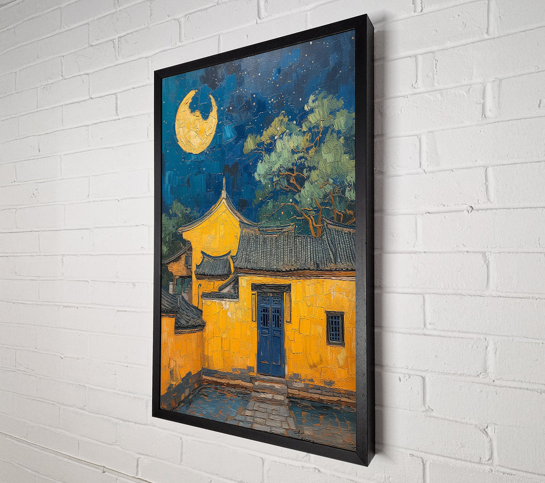  A Canvas Print of Golden Moonlit Courtyard Canvas Art
