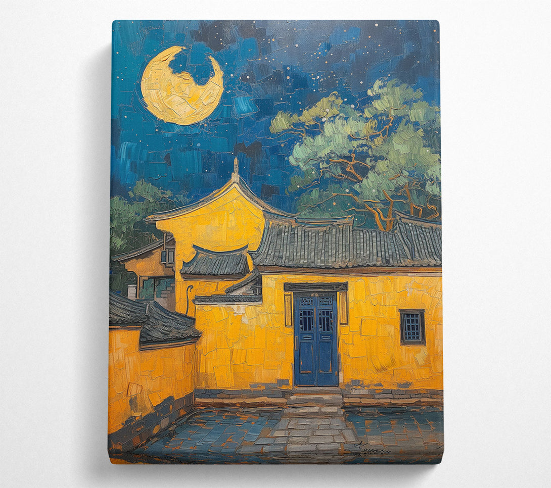  A Canvas Print of Golden Moonlit Courtyard Canvas Art