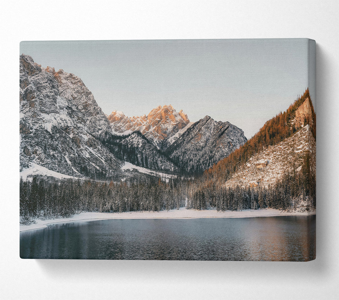  A Canvas Print of Golden Mountain Reflection Canvas Wall Art