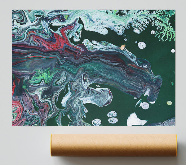Emerald Flowing Forms Giclee Print