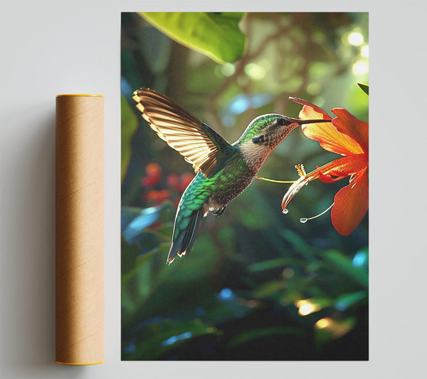 Emerald Hummingbird'S Nectar Print