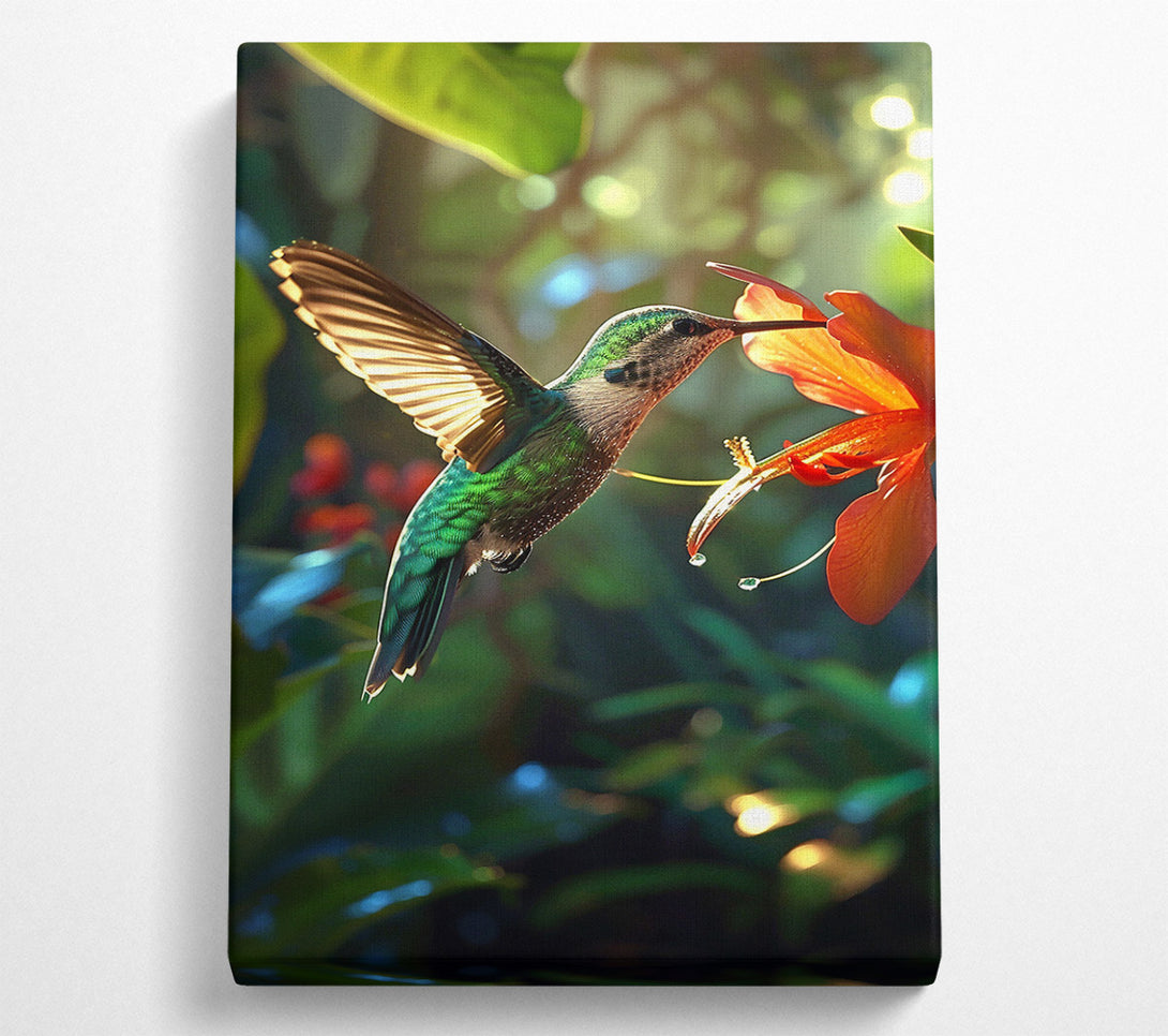  A Canvas Print of Emerald Hummingbird'S Nectar Canvas Art