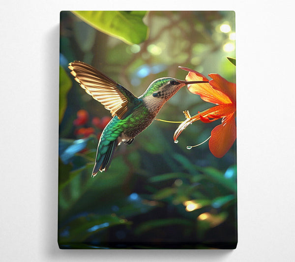  A Canvas Print of Emerald Hummingbird'S Nectar Canvas Art