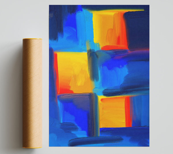 Blue Abstract Strokes Poster