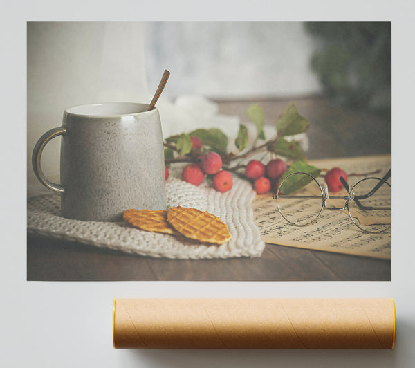 Grey Mug And Red Apples Print