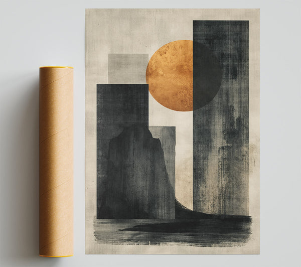 Golden Abstract Forms Giclee Print