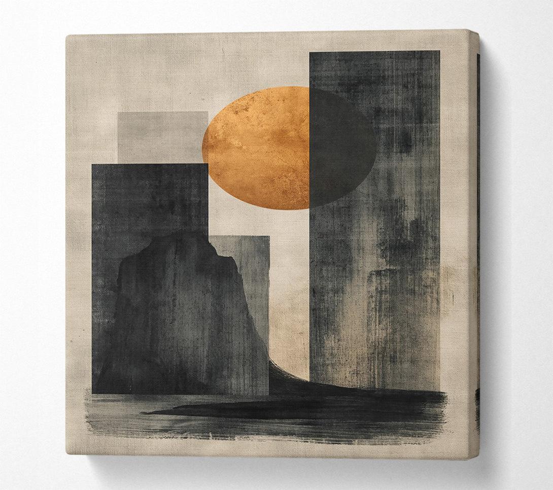  A Canvas Print of Golden Abstract Forms Canvas Wall Art