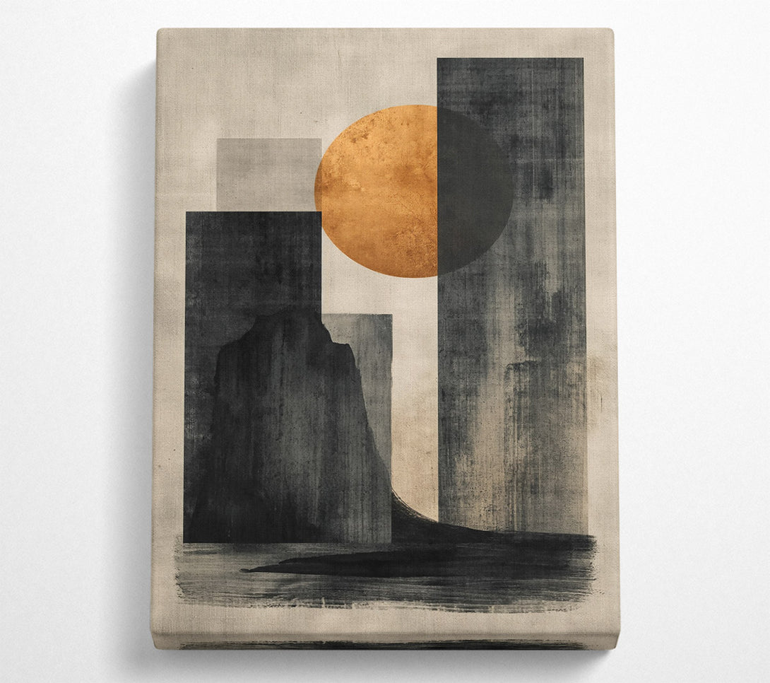  A Canvas Print of Golden Abstract Forms Canvas Wall Art