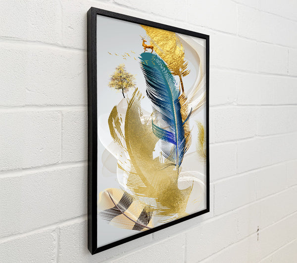 Gold Feathers And Deer