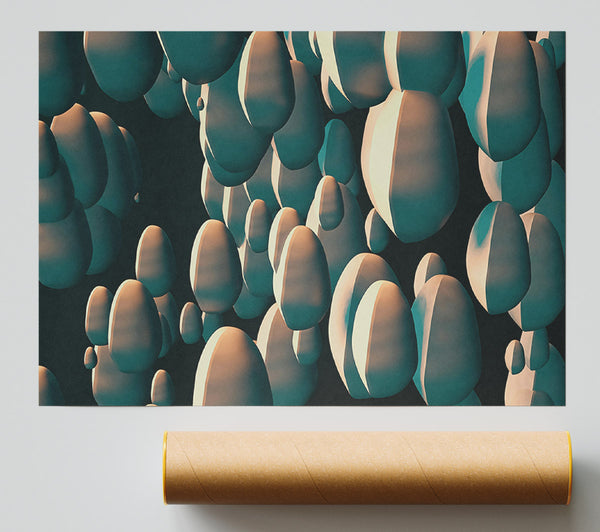 Teal Abstract Forms Giclee Print