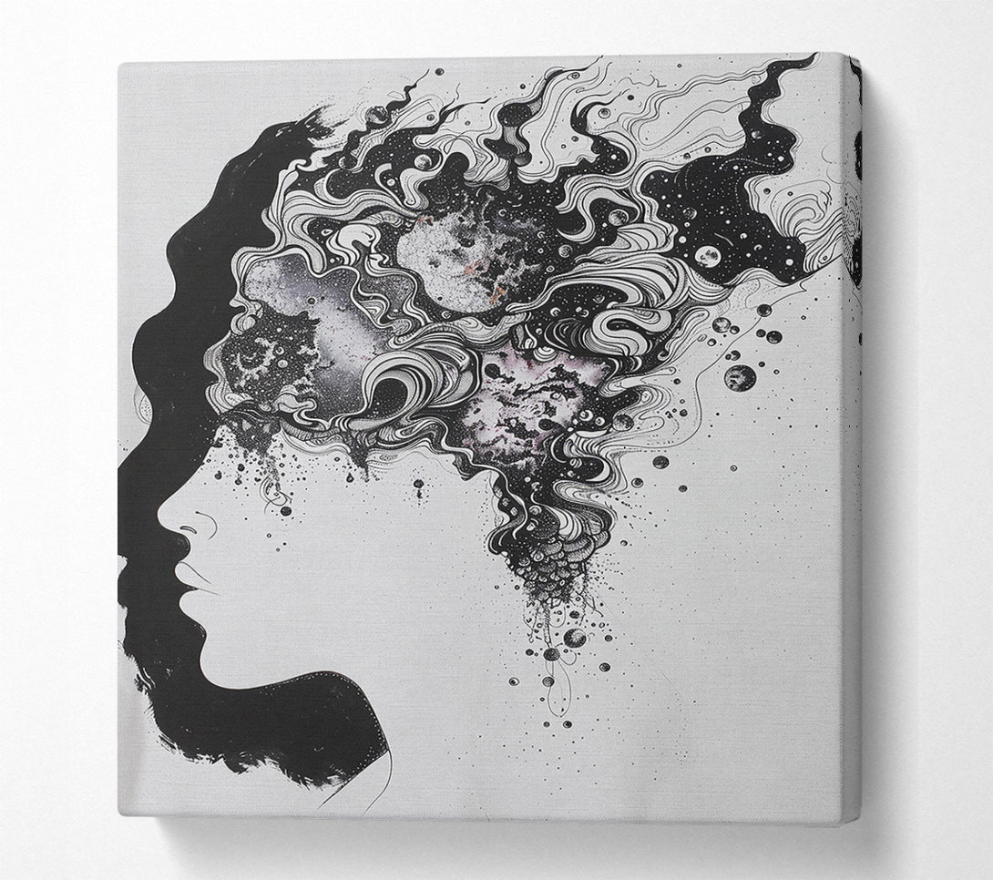  A Canvas Print of Black Cosmic Silhouette Canvas Wall Art
