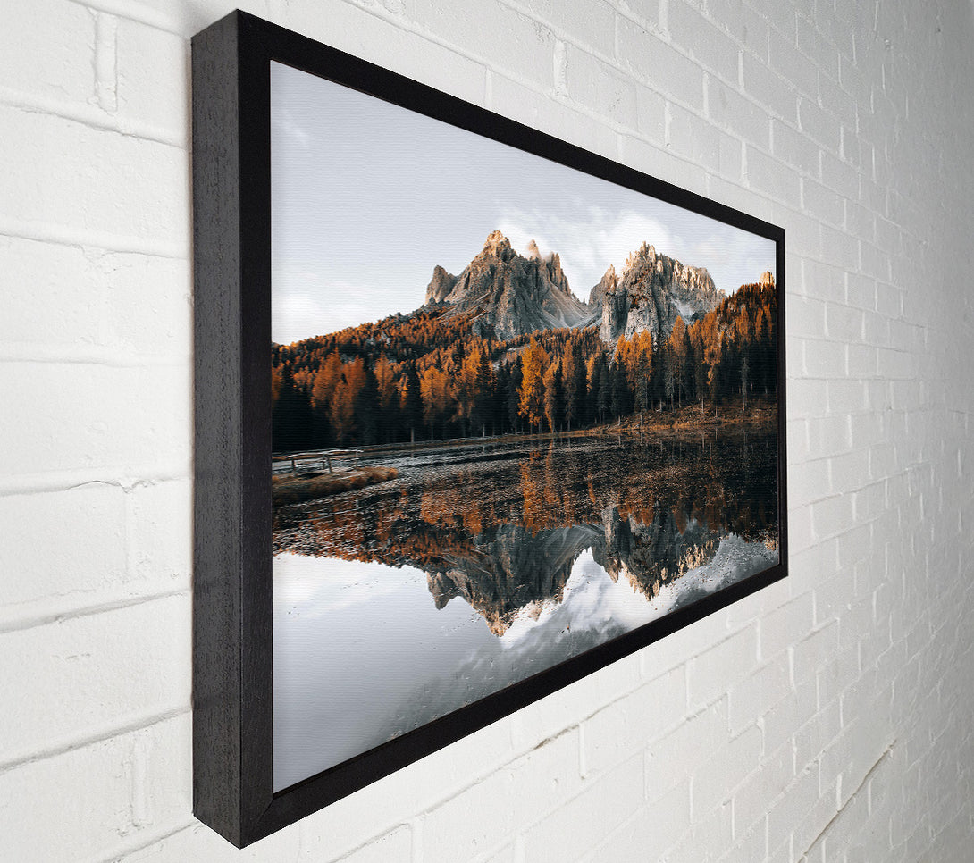  A Canvas Print of Golden Mountain Reflection Canvas Wall Art