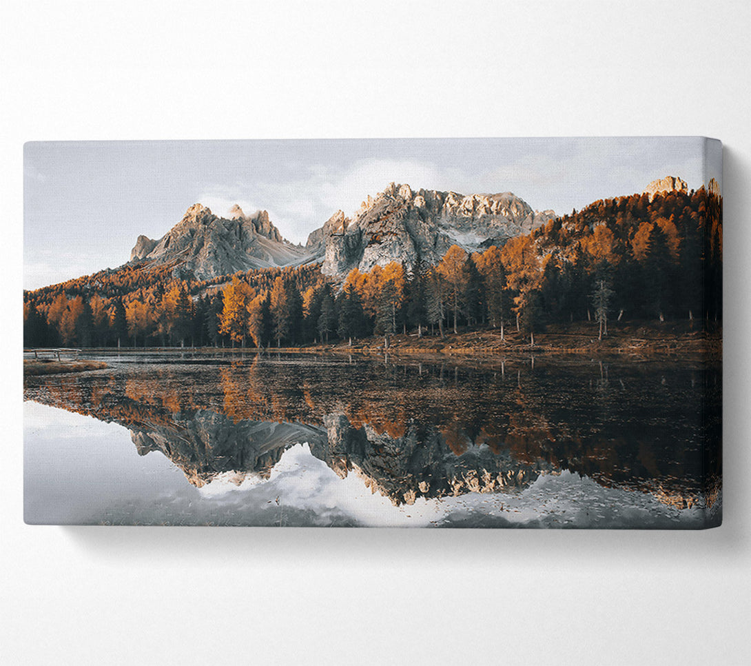  A Canvas Print of Golden Mountain Reflection Canvas Wall Art