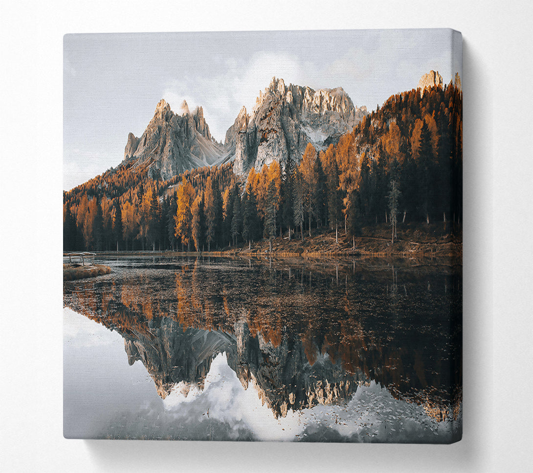  A Canvas Print of Golden Mountain Reflection Canvas Wall Art