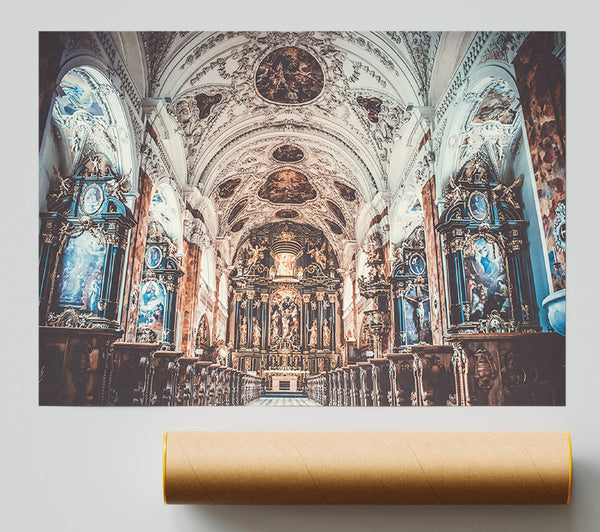 Golden Blue Sanctuary Print