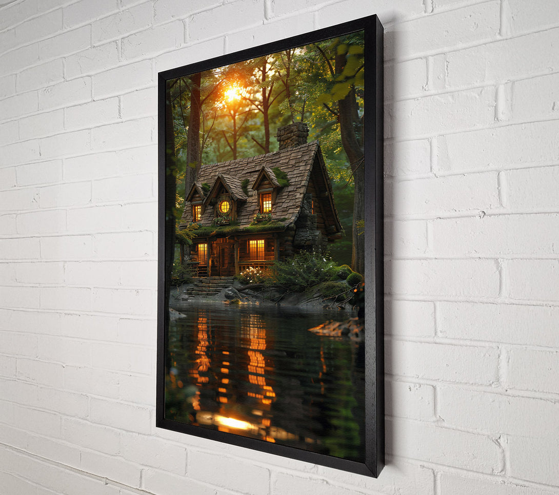  A Canvas Print of Golden Cabin Reflections Canvas Print