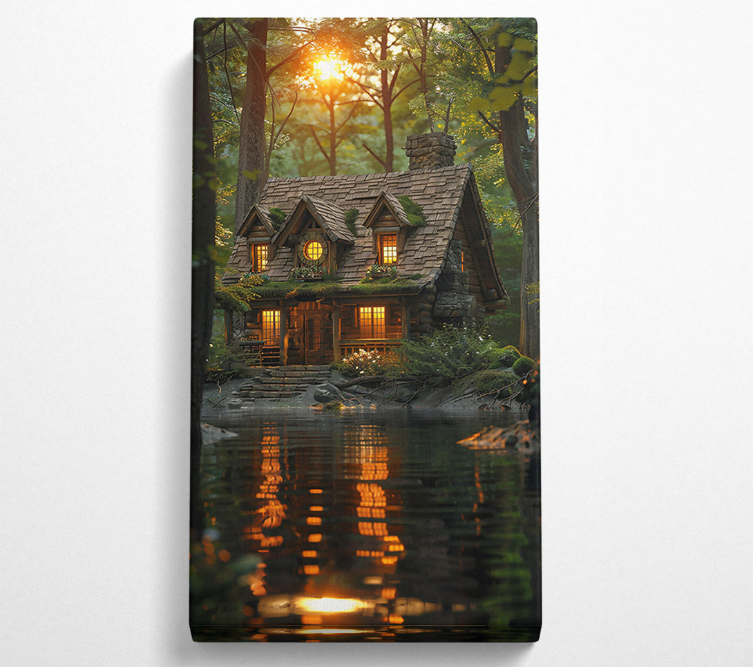  A Canvas Print of Golden Cabin Reflections Canvas Print