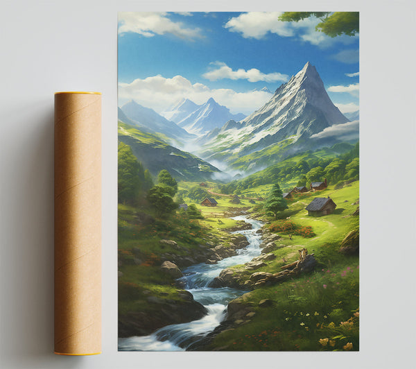 White Peak Valley Stream Giclee Print