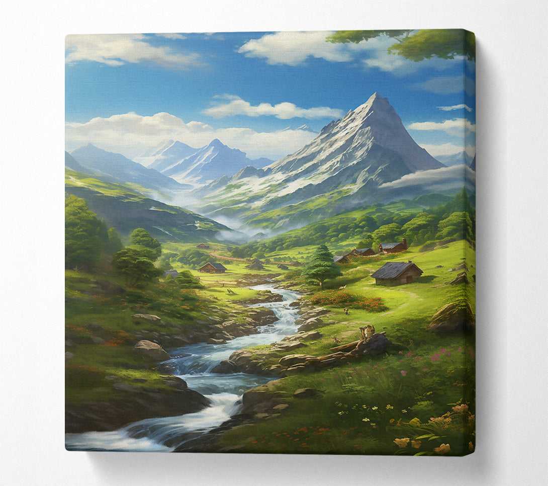  A Canvas Print of White Peak Valley Stream Canvas Art