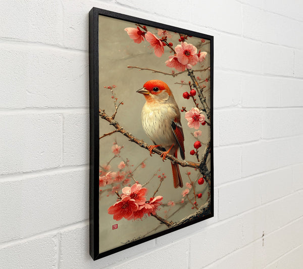Crimson Bird In Bloom