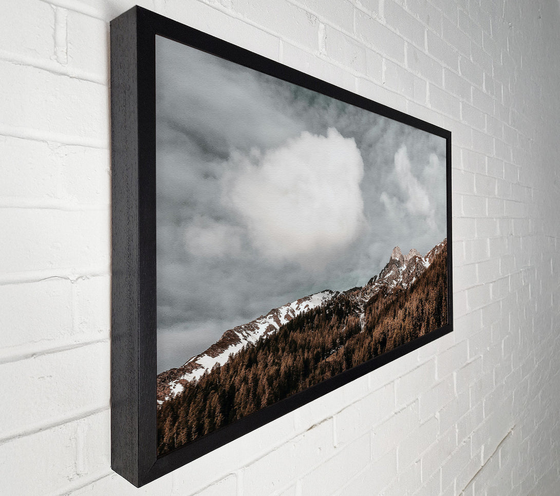  A Canvas Print of Gray Clouds Over Brown Peaks Canvas Print