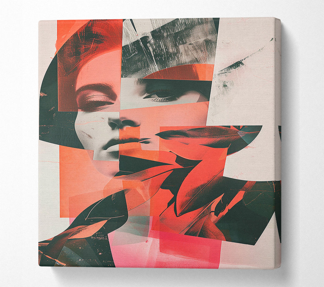  A Canvas Print of Crimson Collage Canvas Art