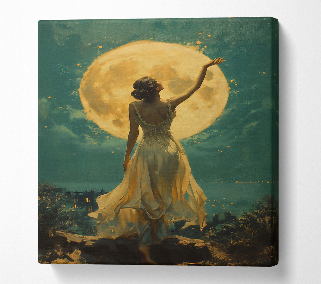  A Canvas Print of Golden Moonlight Embrace Canvas Art