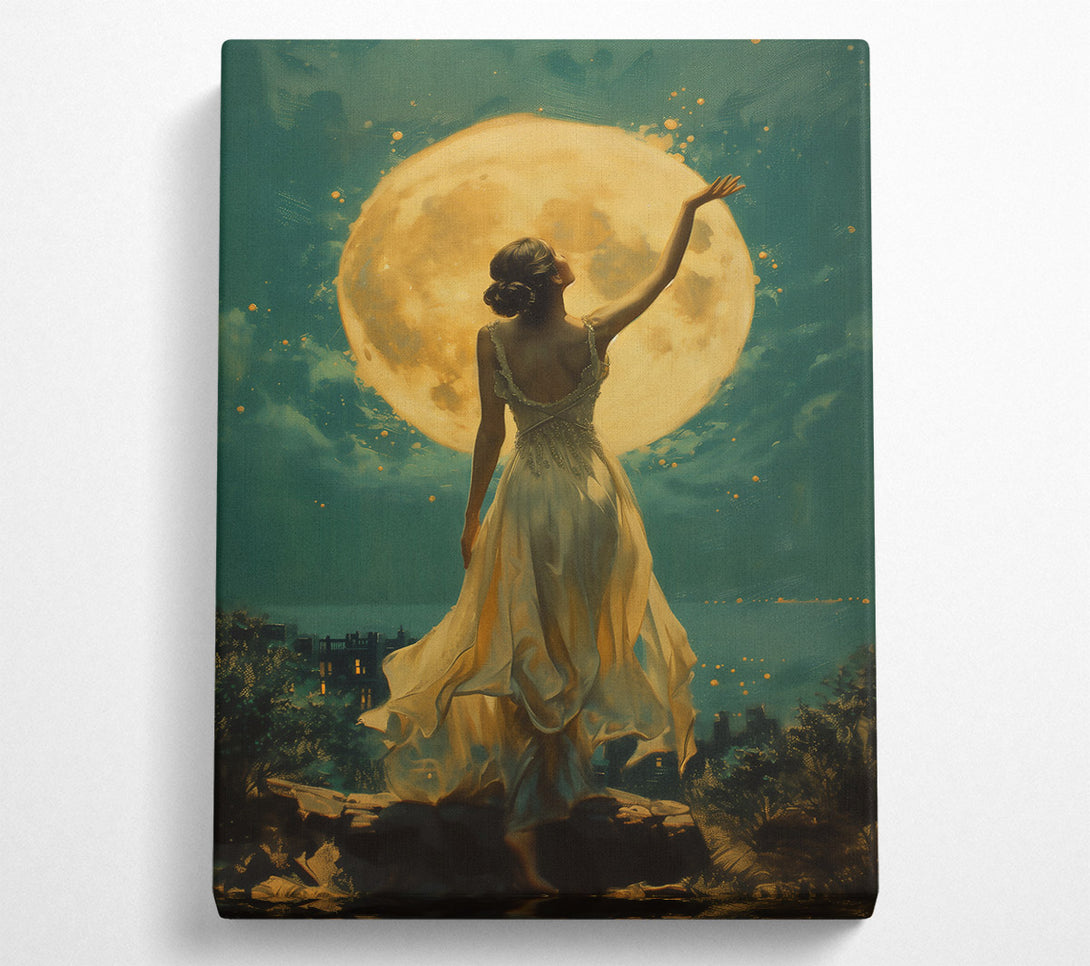 A Canvas Print of Golden Moonlight Embrace Canvas Art